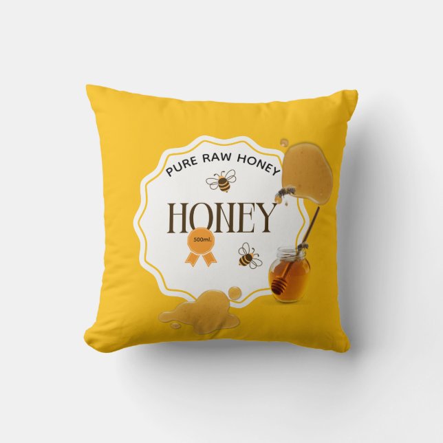 Honey Jar Honeybee Honeycomb Bee Apiary Throw Pillow (Front)