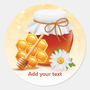 Honey Jar, Honeycomb, Daisy Classic Round Sticker
