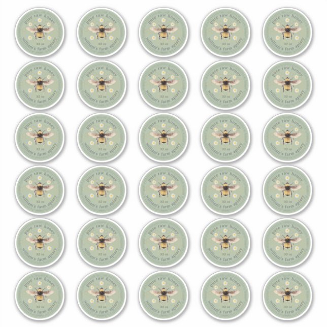Honey Jar Label Honey Bee Apiary 2 INCH Stickers (Front)