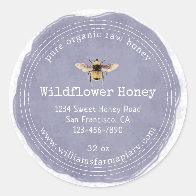Honey Jar Label Honeybee Apiary (Front)