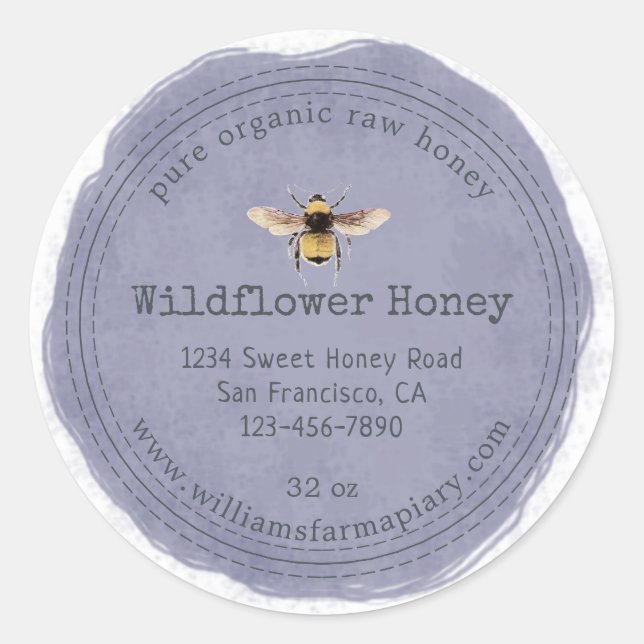 Honey Jar Label Honeybee Apiary (Front)