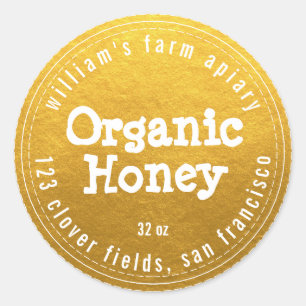 Honey Jar Label Honeybee Apiary Classic Gold