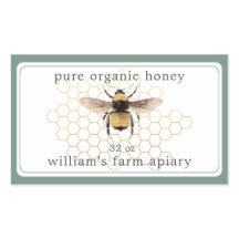 Honey Jar Label Honeybee Apiary Dusty Green