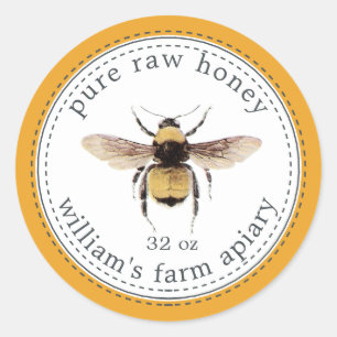 Honey Jar Label Honeybee Apiary Mellow Yellow