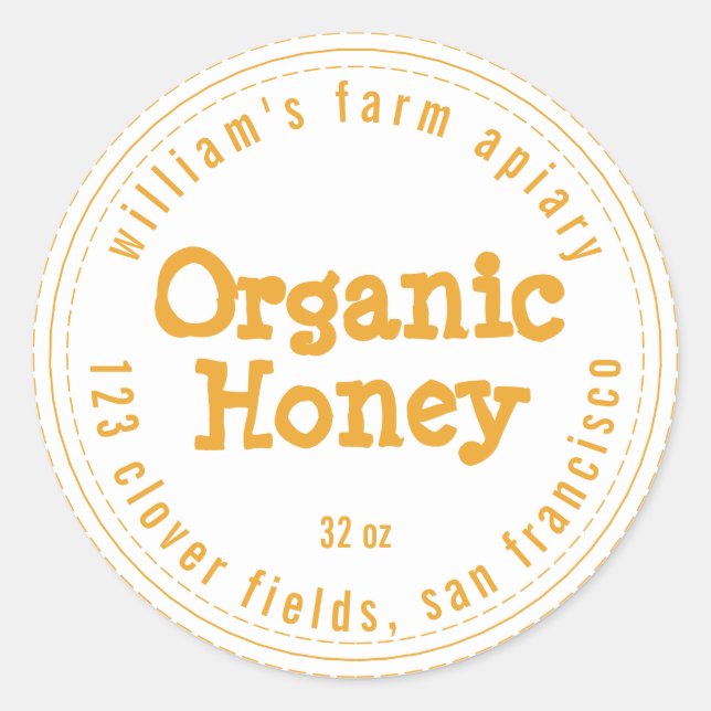 Honey Jar Label Honeybee Apiary Mellow Yellow (Front)