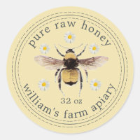 Honey Jar Label Honeybee Apiary Yellow