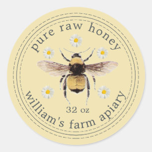 Honey Jar Label Honeybee Apiary Yellow