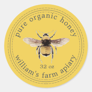 Honey Jar Label Honeybee Apiary Yellow