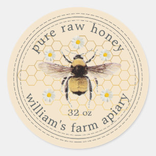Honey Jar Label Honeybee Apiary Yellow