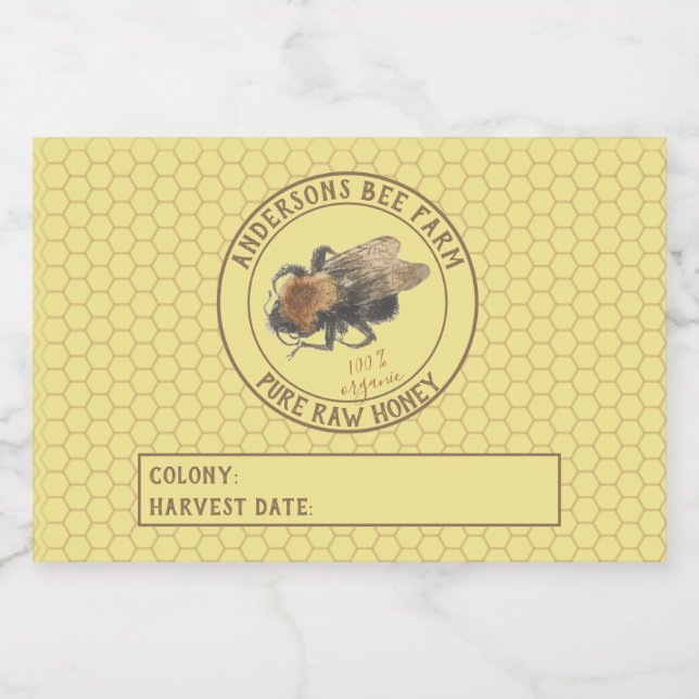 Honey Jar Label |  Vintage Honeybee & Honeycomb (Single Label)