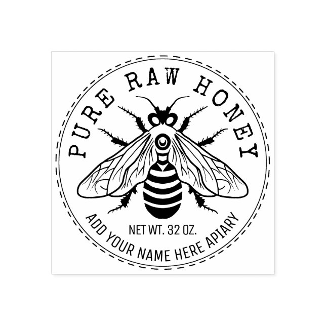 Honey Jar Labelling | Honeybee Honeycomb Bee Apiar Rubber Stamp (Imprint)