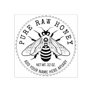 Honey Jar Labelling   Honeybee Honeycomb Bee Rubber Stamp