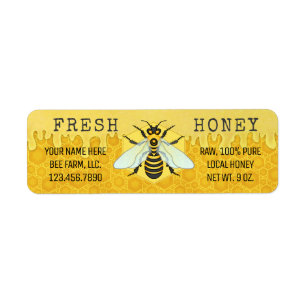 Honey Jar Labels   Honeybee Honeycomb Apiary Bees