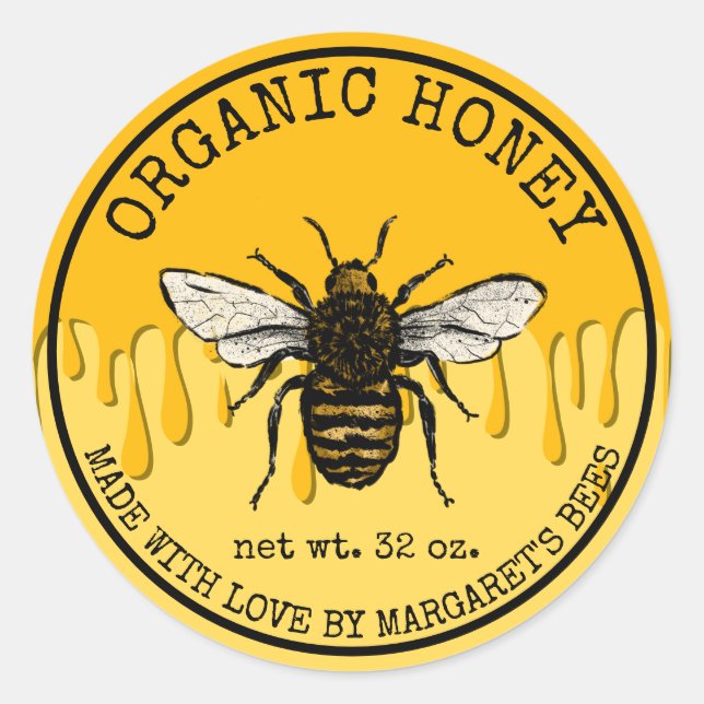 Honey Jar Labels Honeybee Honeycomb Bee Apiary (Front)