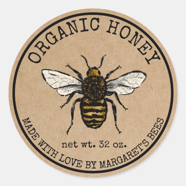 Honey Jar Labels Honeybee Honeycomb Bee Apiary (Front)