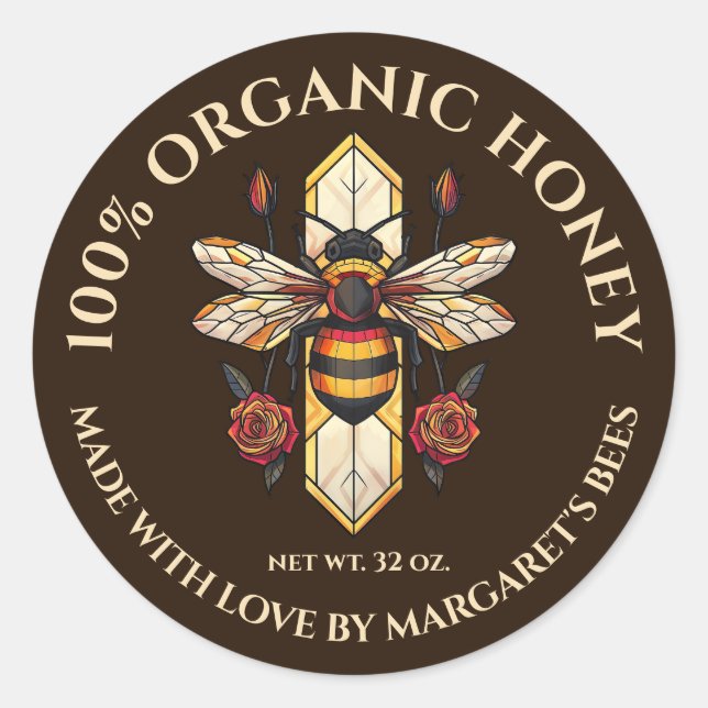 Honey Jar Labels Honeybee Honeycomb Bee Product (Front)