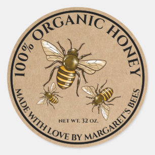 Honey Jar Labels Honeybee Honeycomb Bee Product