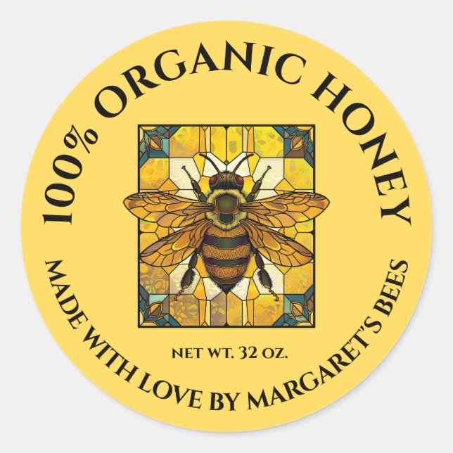 Honey Jar Labels Honeybee Honeycomb Bee Product (Front)