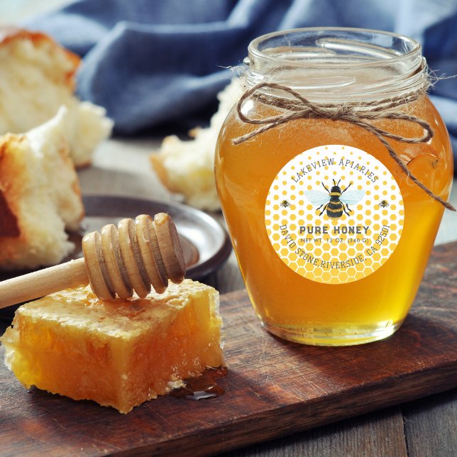 Honey Jar Labels | Pure Honey Custom Level (Honey Jar Square Level )