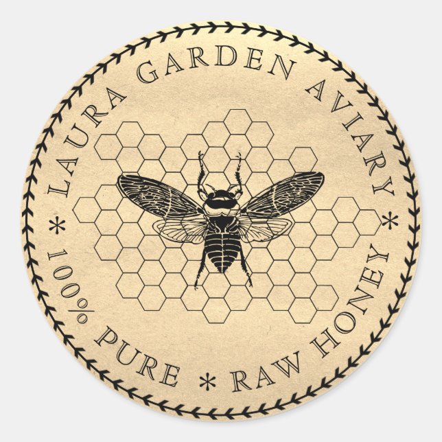 Honey jar lid label for Bee Comb Apiary (Front)