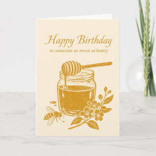 Honey Jar Linocut Birthday Card Beekeeper