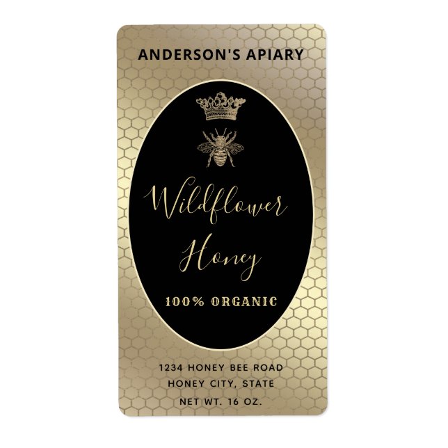 Honey jar modern script queen bee (Front)