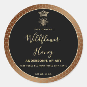 Honey jar modern script queen bee   square sticker