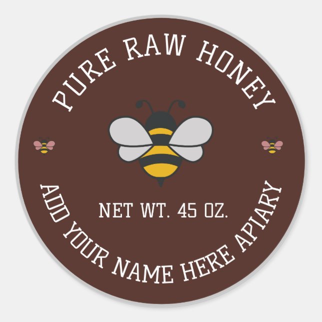 Honey Jar Stickers | Bee & Honeycomb Apiary Labels (Front)