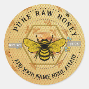 Honey Jar Stickers   Bee & Honeycomb Apiary Labels