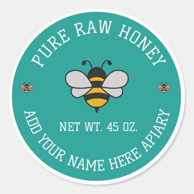 Honey Jar Stickers | Bee & Honeycomb Apiary Labels (Front)