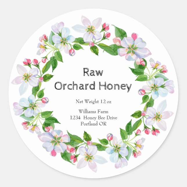 Honey Jar  Watercolor Label | Orchard Honey (Front)