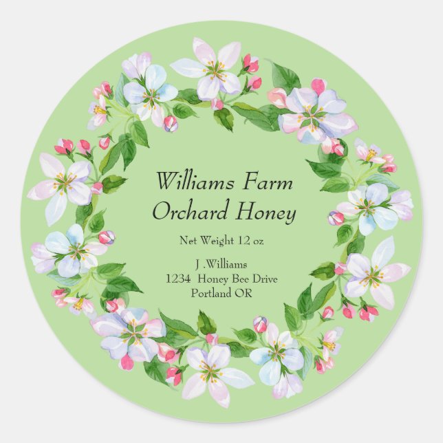 Honey Jar  Watercolor Label | Orchard Honey (Front)