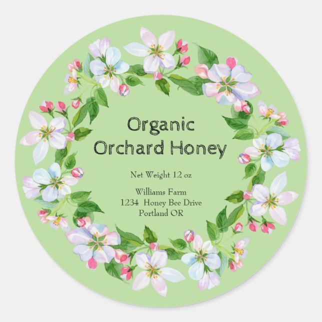 Honey Jar  Watercolor Label | Orchard Honey (Front)