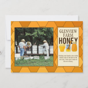 Honey Jars Beekeeper Photo Cornsilk Holiday Card