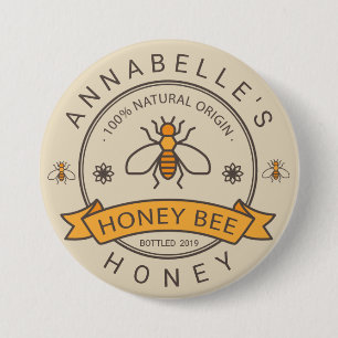 Honey Label Personalize 3 Inch Round Button