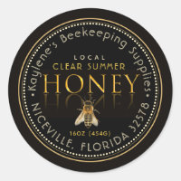 Honey Label Reflection with Bee 