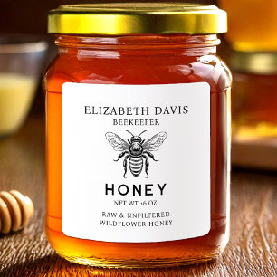 Honey label with custom colour vintage bee