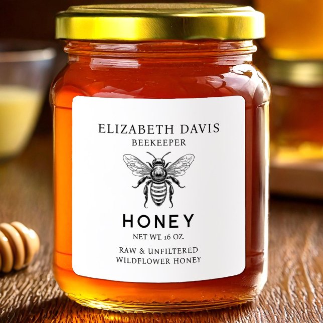 Honey label with custom colour vintage bee (Creator Uploaded)
