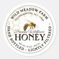 Honey Label with Honeycomb and Bee