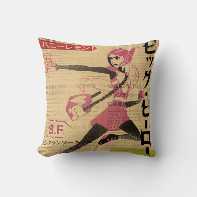 Honey Lemon Propaganda Throw Pillow (Front)