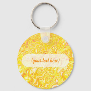 Honey Lemon Yellow Marble Texture Abstract Liquid Keychain