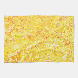 Honey Lemon Yellow Marble Texture Abstract Liquid Kitchen Towel