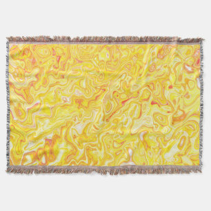 Honey Lemon Yellow Marble Texture Abstract Liquid Throw Blanket