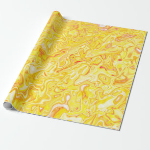 Honey Lemon Yellow Marble Texture Abstract Liquid Wrapping Paper