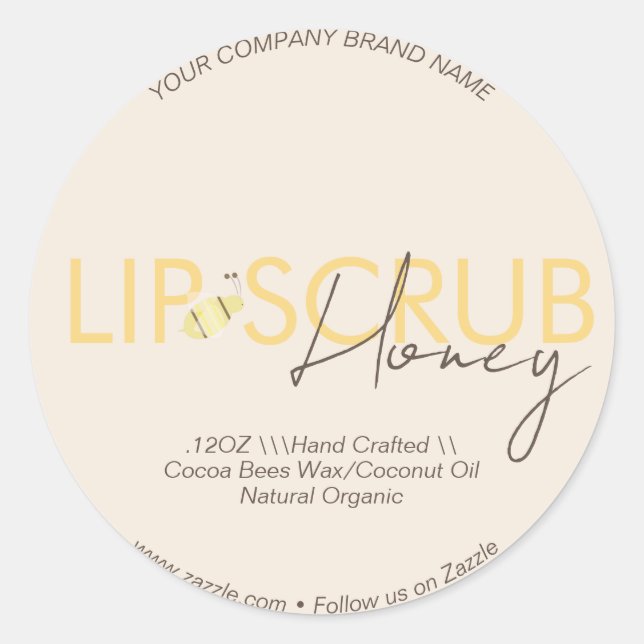 Honey Lip Scrub Business Packaging  Classic Round Sticker (Front)