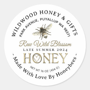 Honey Made with Love By Bees Late Summer 2024  Classic Round Sticker