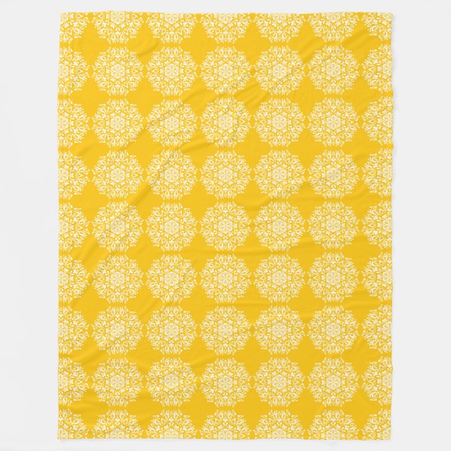 Honey Mandala Fleece Blanket (Front)