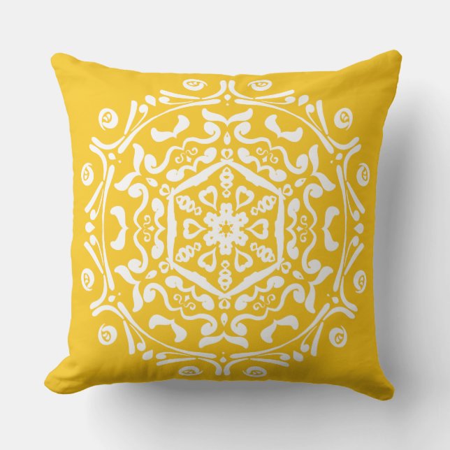 Honey Mandala Throw Pillow (Front)