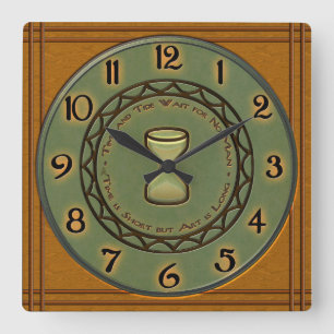 Honey Maple and Pine Pottery Craftsman-Style Square Wall Clock