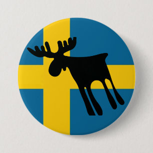 Honey / Moose with Swedish flag 3 Inch Round Button